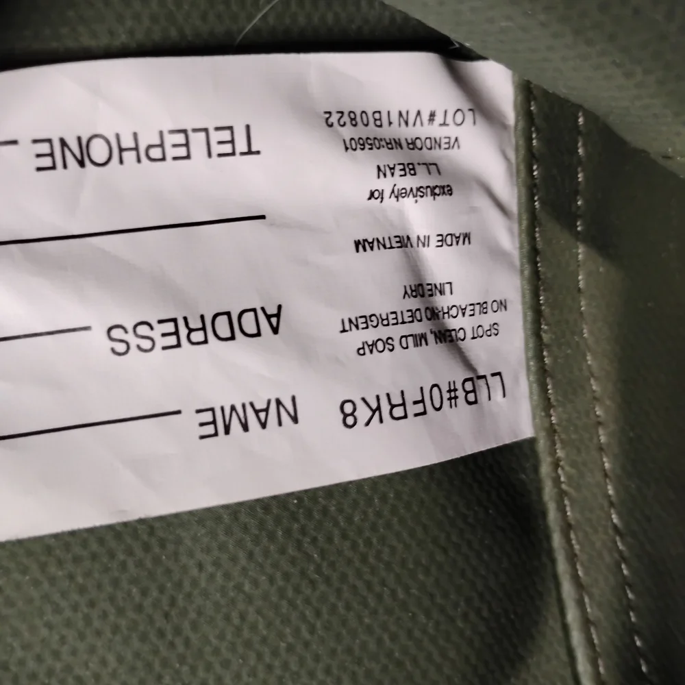 L.L. Bean Olive Green Duffel with Embroidered Maine Patch